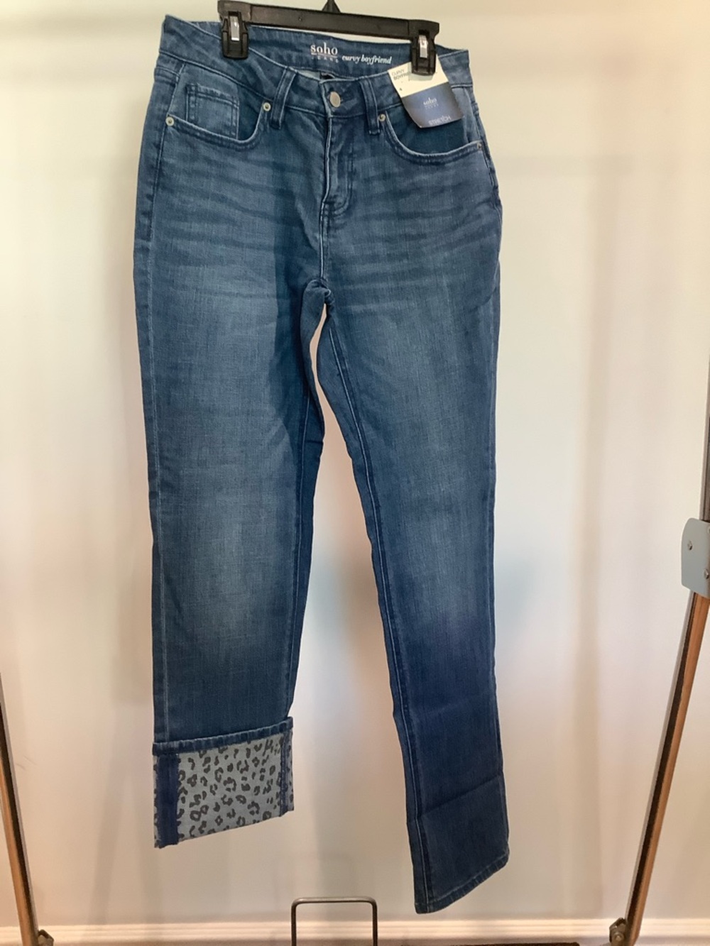 NWT NY & Co. Soho Curvy Boyfriend Jeans - Medium Blue Denim, Size 4
